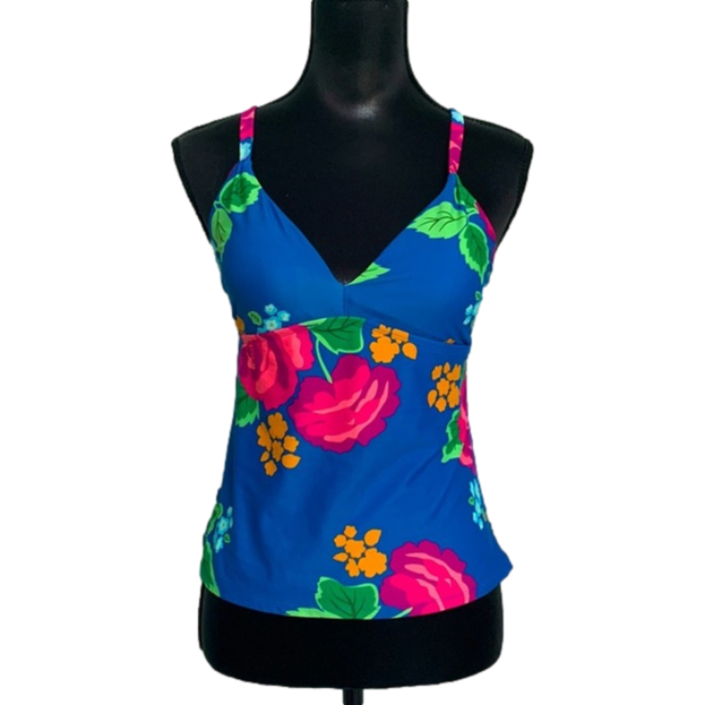 MATILDA Jane Criss Cross Strappy Floral Tankini Top